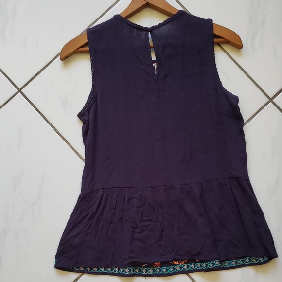 Alya 💜 Boho Top Tunic Embroidered Floral Contrast - Picture 7 of 8